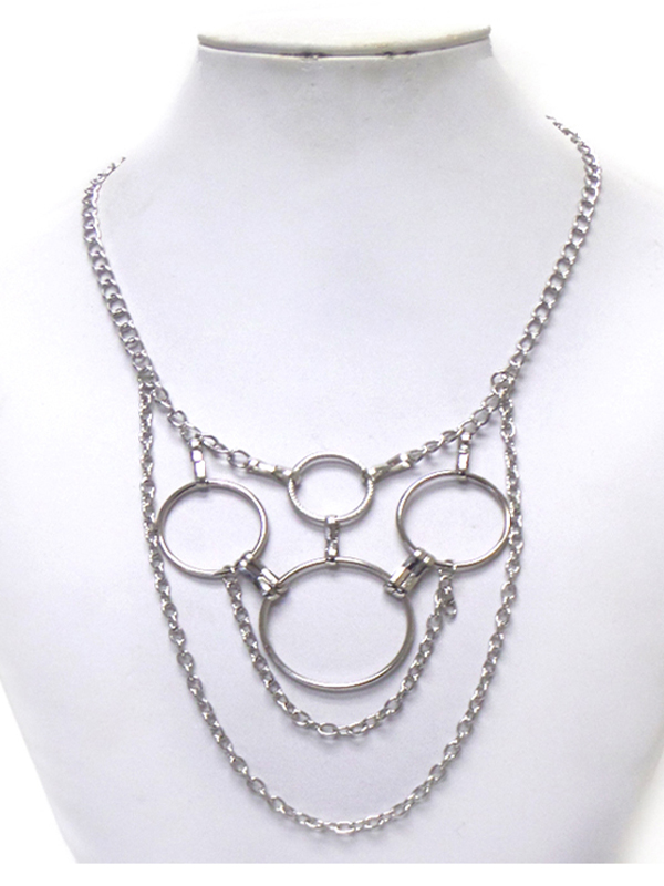 Linke rings with two layer chain statement necklace 