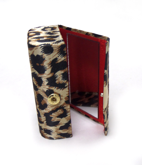 Cheetah print mirror double liptick holder
