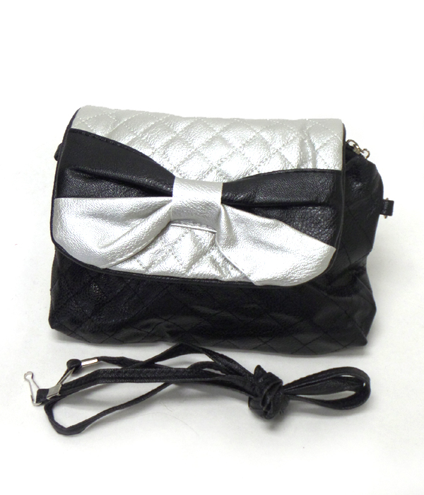 Metallic color tone bow messanger bag