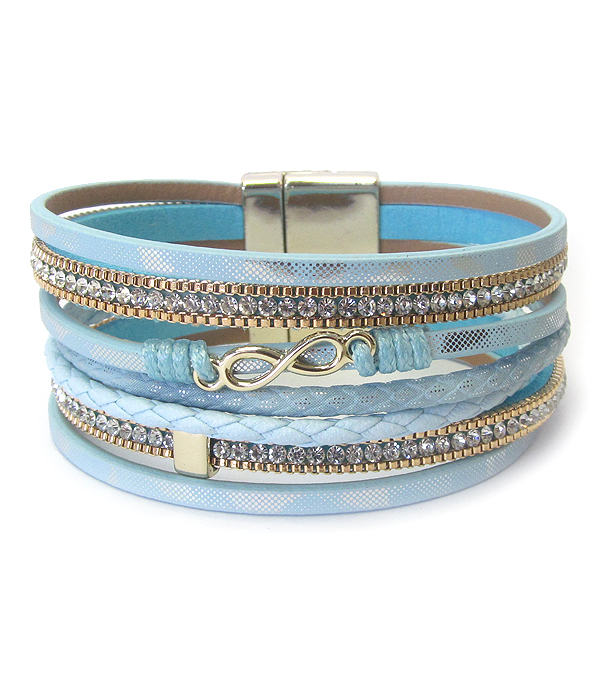 Multi leather layer magnetic bracelet - infinity
