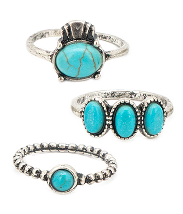Turquoise multi stackable knuckle ring set