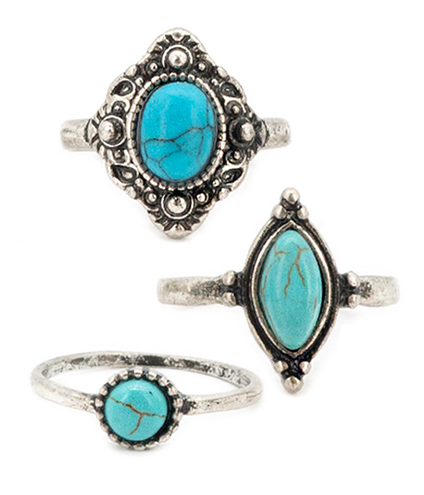 TURQUOISE MULTI STACKABLE KNUCKLE RING SET