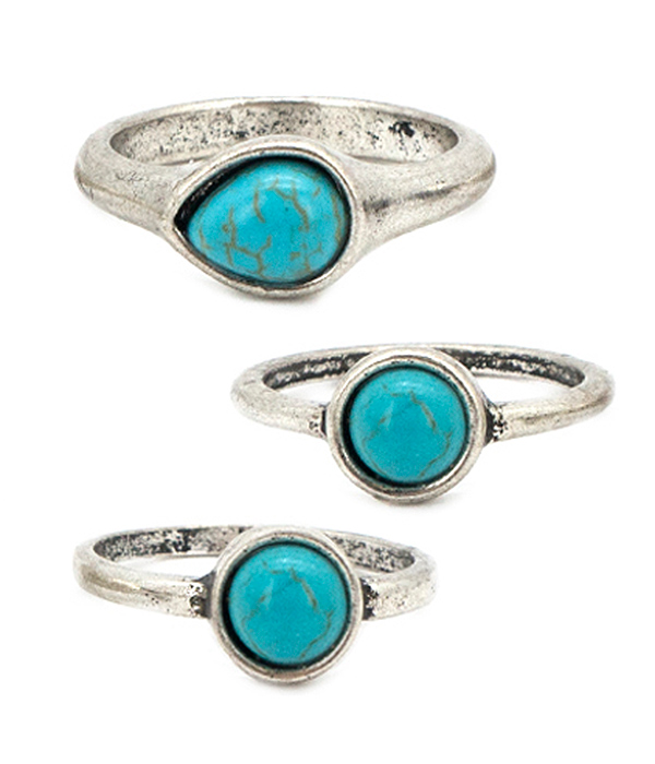 Turquoise multi stackable knuckle ring set