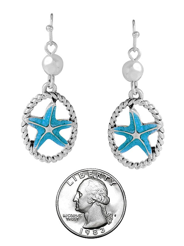 SEALIFE THEME OVAL ROPE EARRING - STARFISH