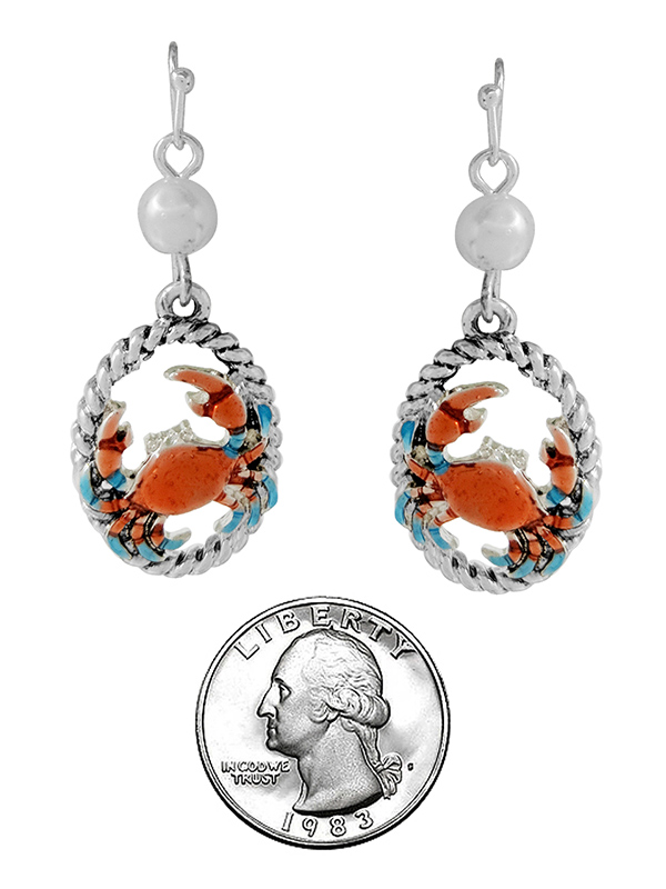 SEALIFE THEME OVAL ROPE EARRING - CRAB