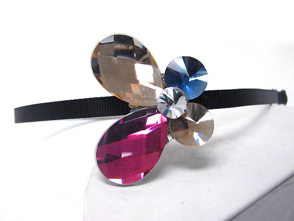 Facet glass deco butterfly accent headband