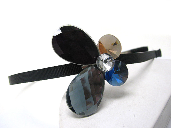 Facet glass deco butterfly accent headband