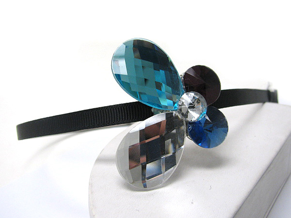 Facet glass deco butterfly accent headband
