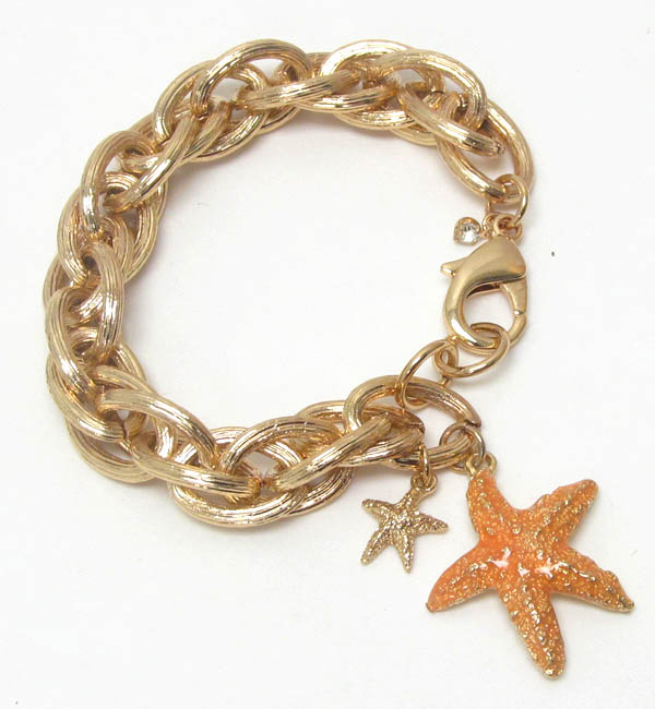 PAINTED STARFISH DANGLE CHAIN BRACELET