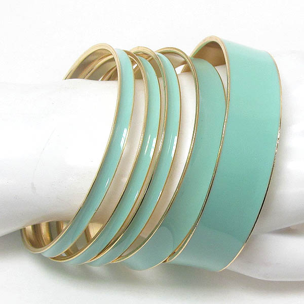 Multi epoxy metal bangle bracelet set of 5