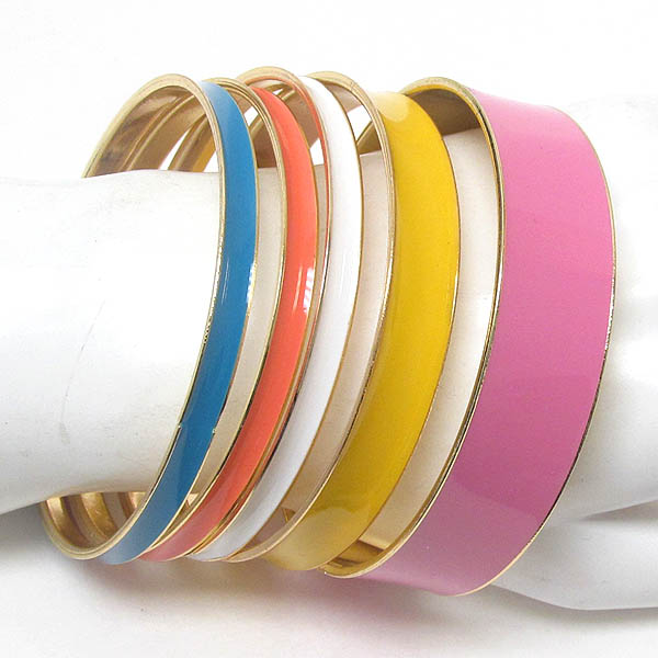 Multi epoxy metal bangle bracelet set of 5