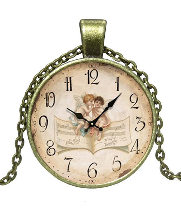 Antique bronz watch inspired cabochon necklace