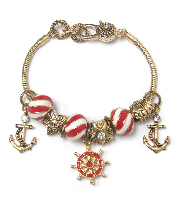 Pandora style anchor charm bracelet