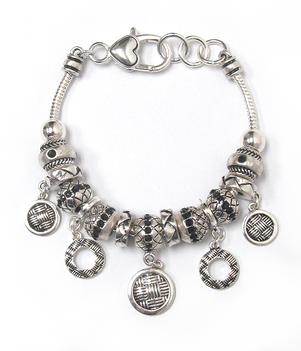 Euro style  textured ball charm bracelet
