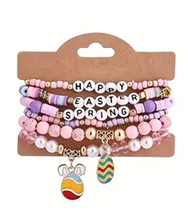 Easter theme 6 stretch bracelet set