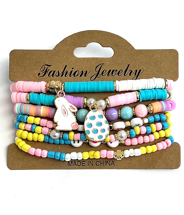 Easter theme 6 stretch bracelet set
