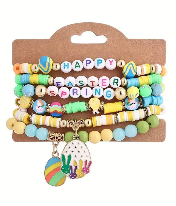 Easter theme 6 stretch bracelet set