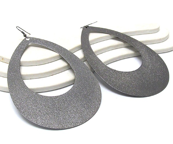 Large sandy metal tear drop earring