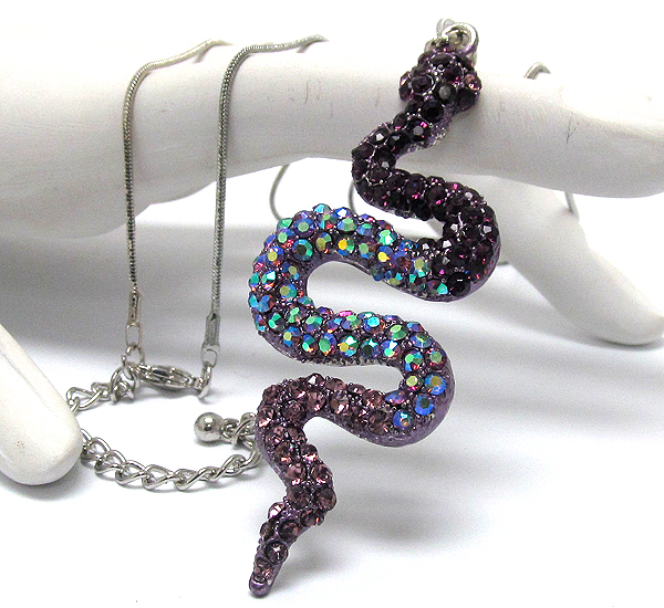 Crystal stud snake necklace