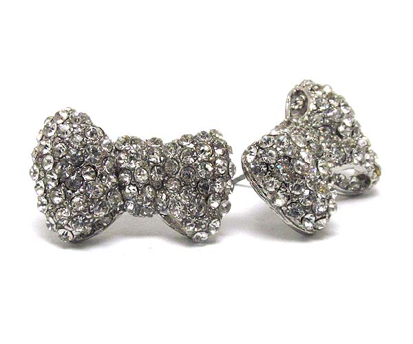 Crystal stud bow earring