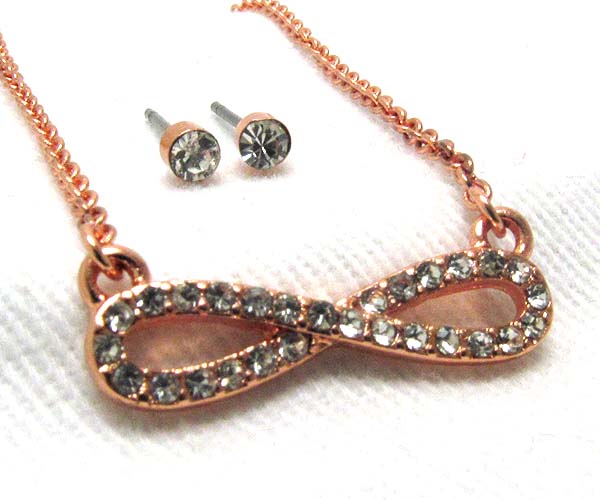 Crystal metal infinite chain necklace earring set