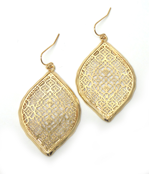 Metal filigree marquise shape earring