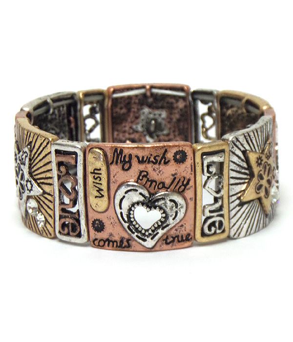 Love theme metal squares bracelet
