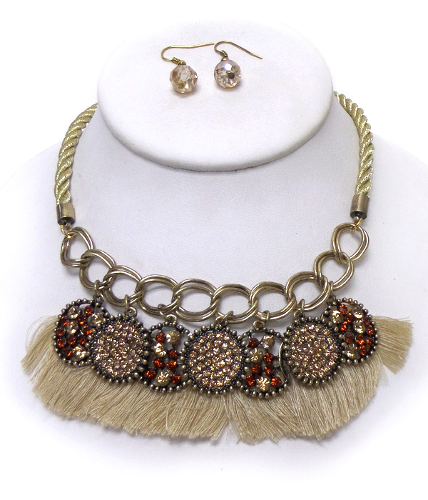 TWISTED ROPE TASSEL BIB NECKLACE SET