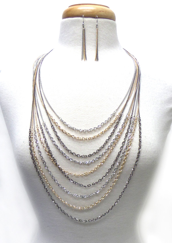 Multi layer chain long necklace set 
