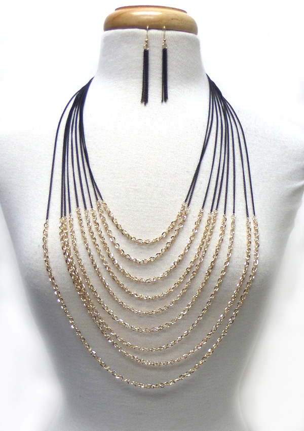 Multi layer chain long necklace set 