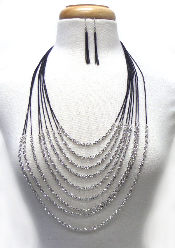Multi layer chain long necklace set 