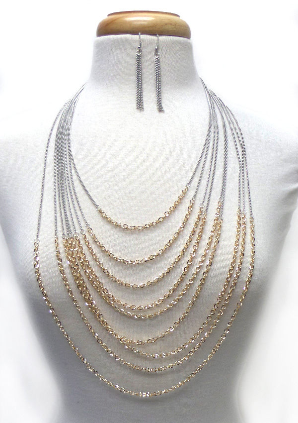 Multi layer chain long necklace set