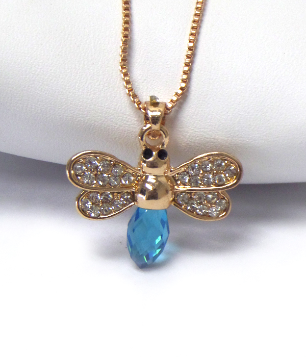 Swarovski inspired crystal bee pendant necklace