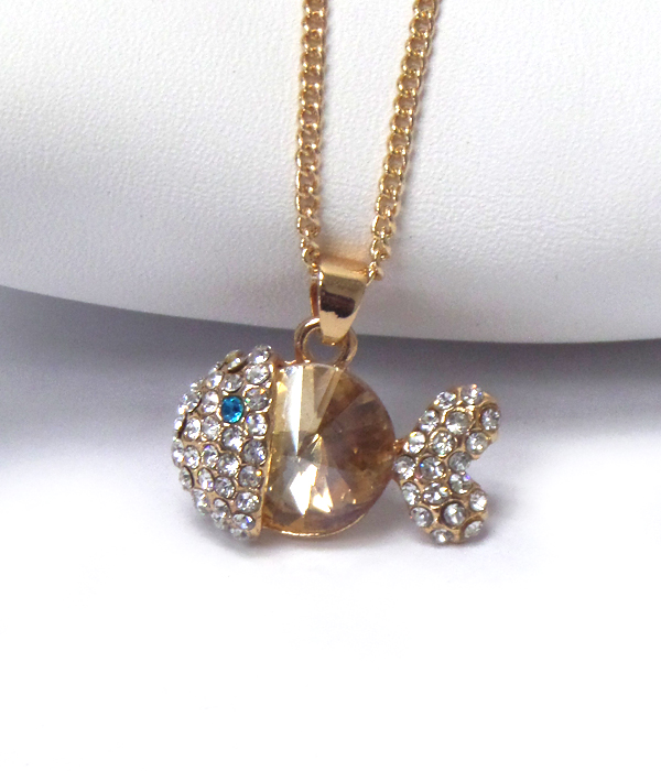 Swarovski inspired crystal fish pendant necklace
