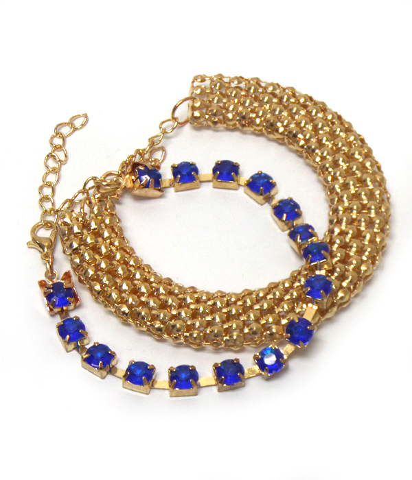 Rhinestone and snake chain set of bracelets 
