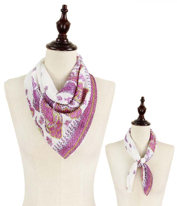 Paisley pleated chiffon bandana scarf - 100% polyester