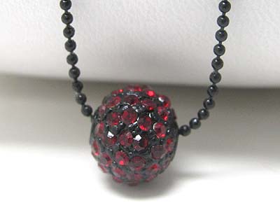 Crystal stud enamel metal ball pendant necklace