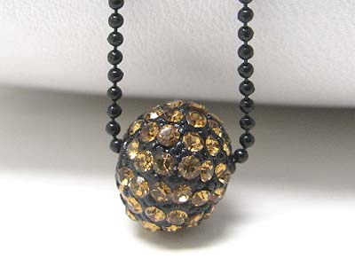 Crystal stud enamel metal ball pendant necklace