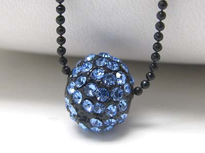Crystal stud enamel metal ball pendant necklace