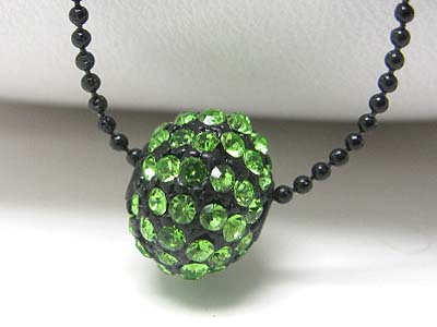 Crystal stud enamel metal ball pendant necklace