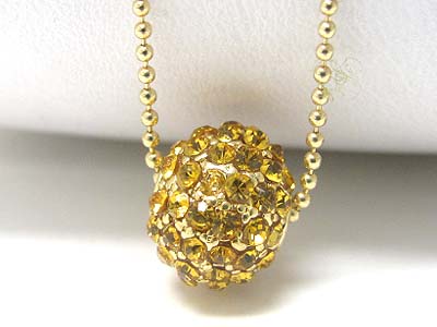 Crystal stud enamel metal ball pendant necklace