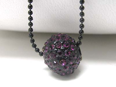 Crystal stud enamel metal ball pendant necklace