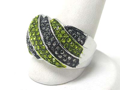 Crystal and hematite combination fashion ring