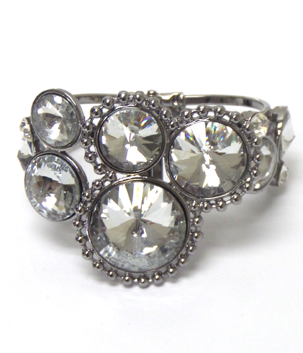 Large facet crystal chunky design bangle bracelet