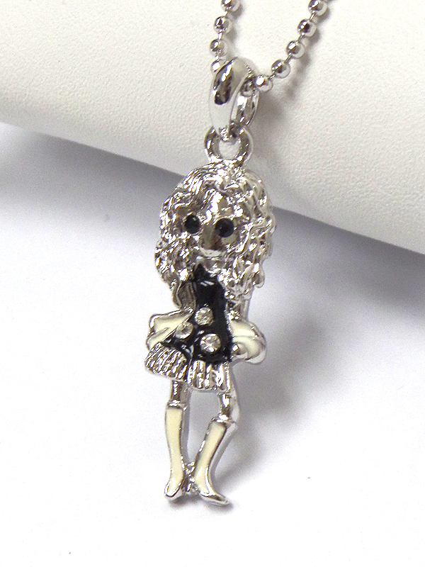 Made in korea whitegold plating epoxy and crystal stud fashion girl pendant necklace