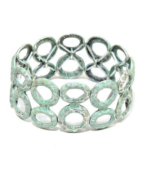 Vintage metal donut link stretch bracelet