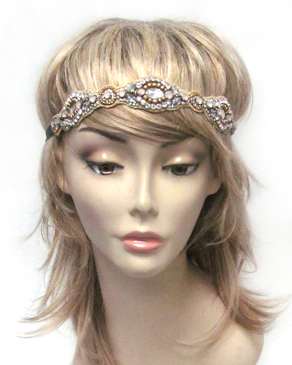 Handmade crystal and bead on fabric headband
