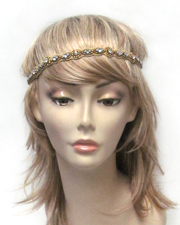 Handmade crystal and bead on fabric headband
