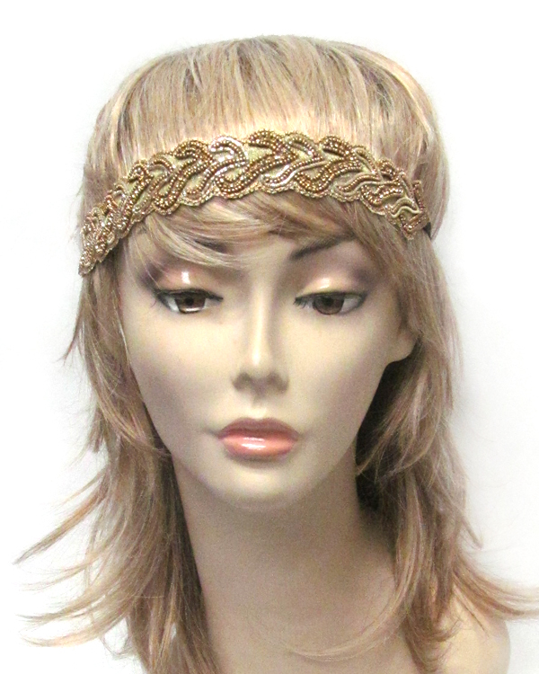 Handmade crystal and bead on fabric headband