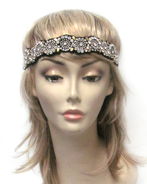 Handmade crystal and bead on fabric headband